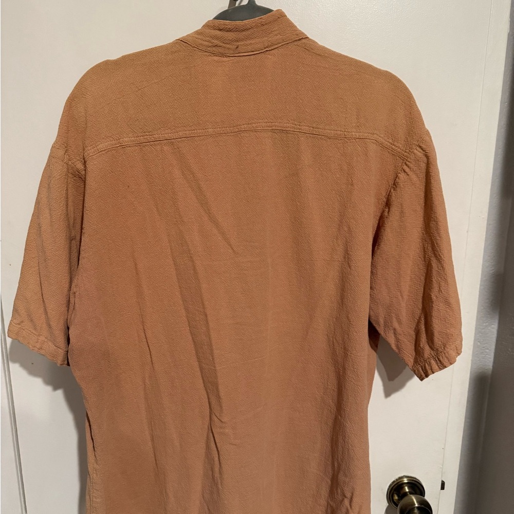 Oh My Gauze! Men's Short-Sleeve Henley Shirt in Tan - Picture 2 of 3